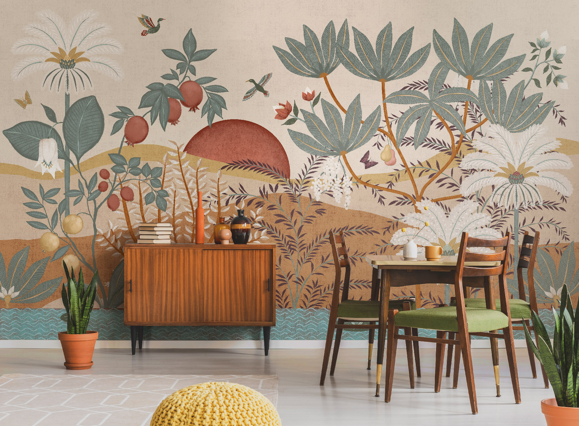 Панно Loymina Пейзаж 2 Гранатовый оазис ART20 004 3×5 фото в интерьере